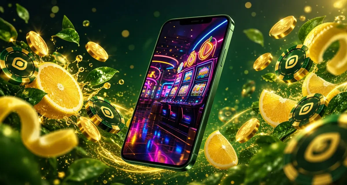 LakhBet mobile app preview with lemon casino theme